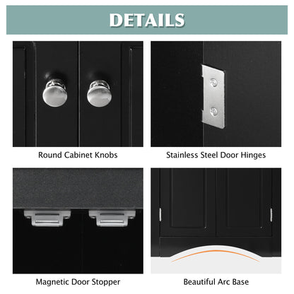 Triangle Bathroom Storage Cabinet With Adjustable Shelves, Freestanding Floor Cabinet For Home Kitchen - Black