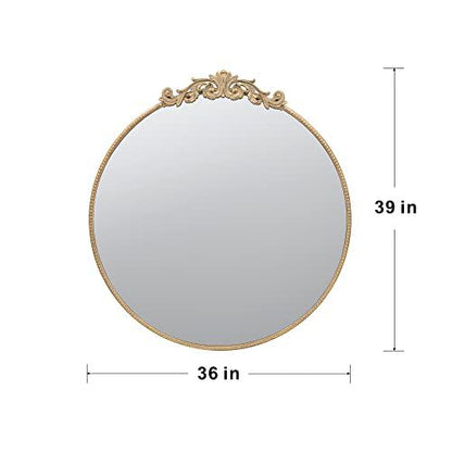 Round Wall Mounted Mirror With Frame For Bathroom Living Room - Gold