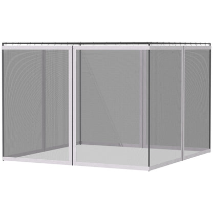 Outsunny - 10' x 13' Replacement Mesh Sidewall Netting For Patio Gazebos And Canopy Tents With Zippers (Sidewall Only) - White
