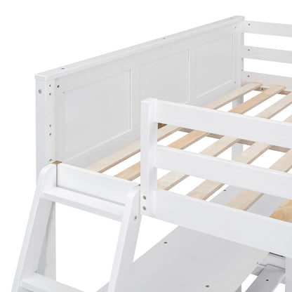 Full Over Full Bunk Bed With Desk - White