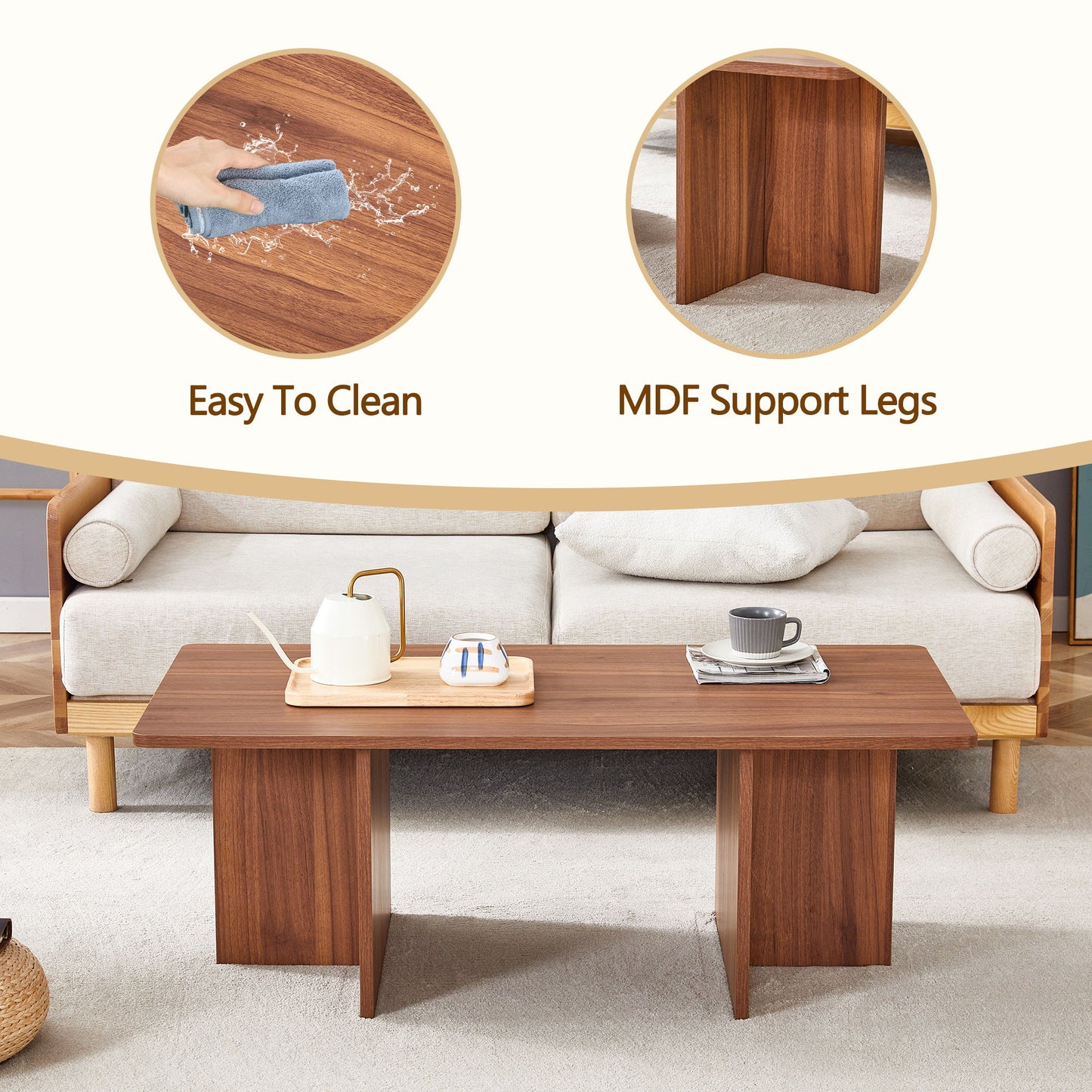 Modern Triangular Support Tea Table, Lightweight And Stable, Perfectly Integrating Nature And Industry - Walnut