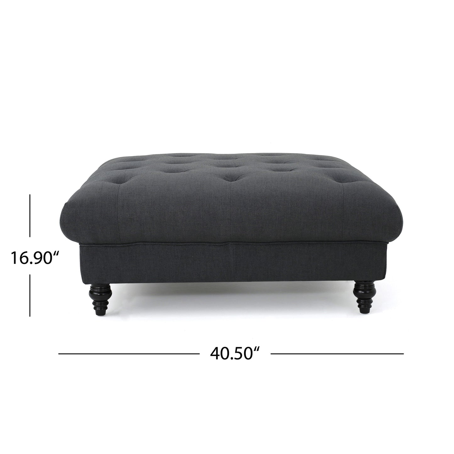 Madrid - Tufted Ottoman With Button Tufting And Turned Feet - Dark Gray