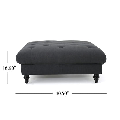 Madrid - Tufted Ottoman With Button Tufting And Turned Feet - Dark Gray