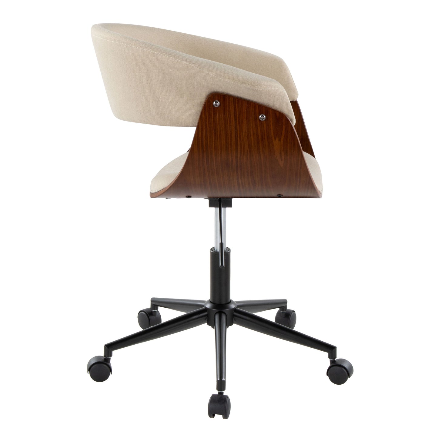 Vintage Mod - Mid-Century Modern Office Chair - Black / Walnut / Cream
