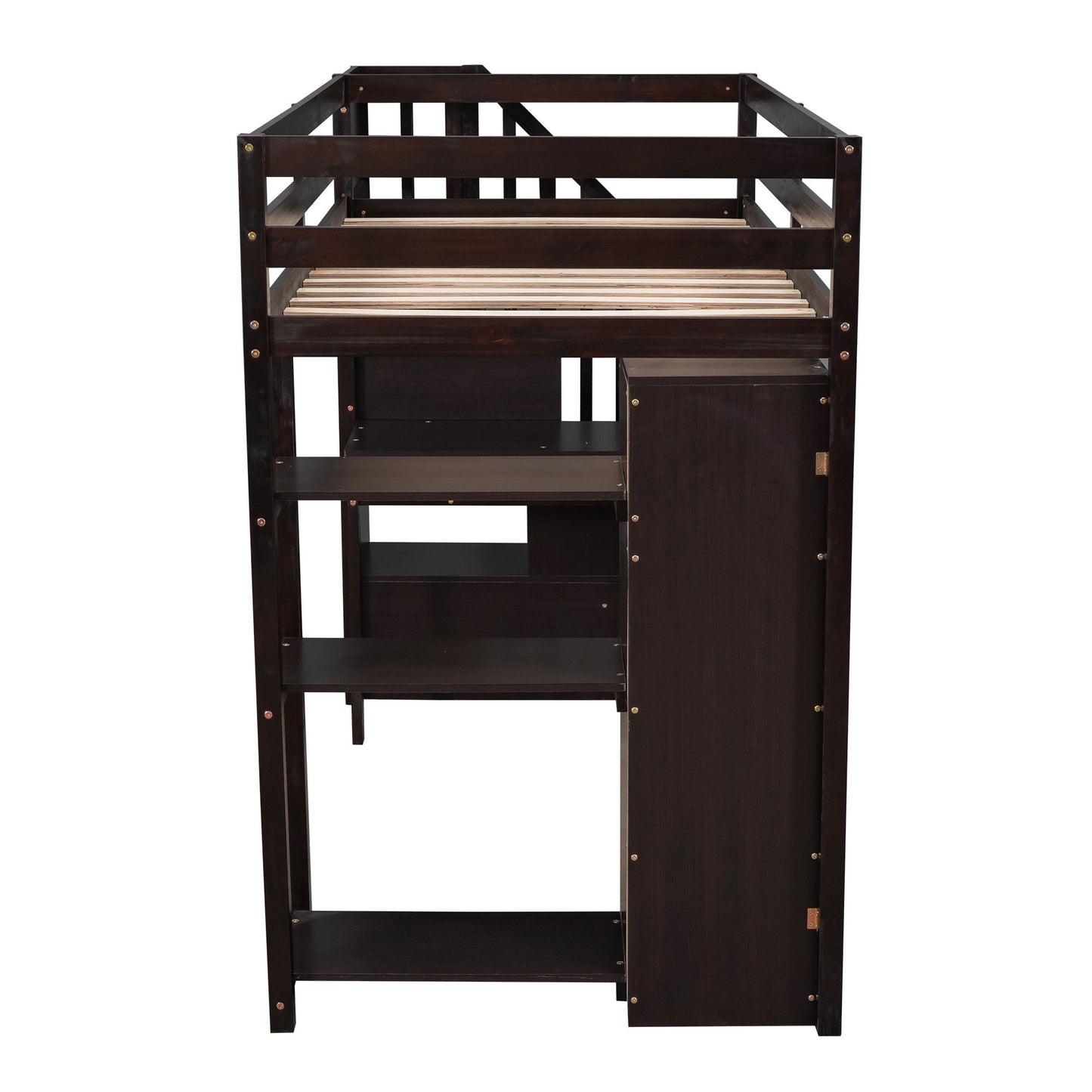 Twin Size Loft Bed With Storage Drawers, Desk And Stairs With Shelves - Espresso