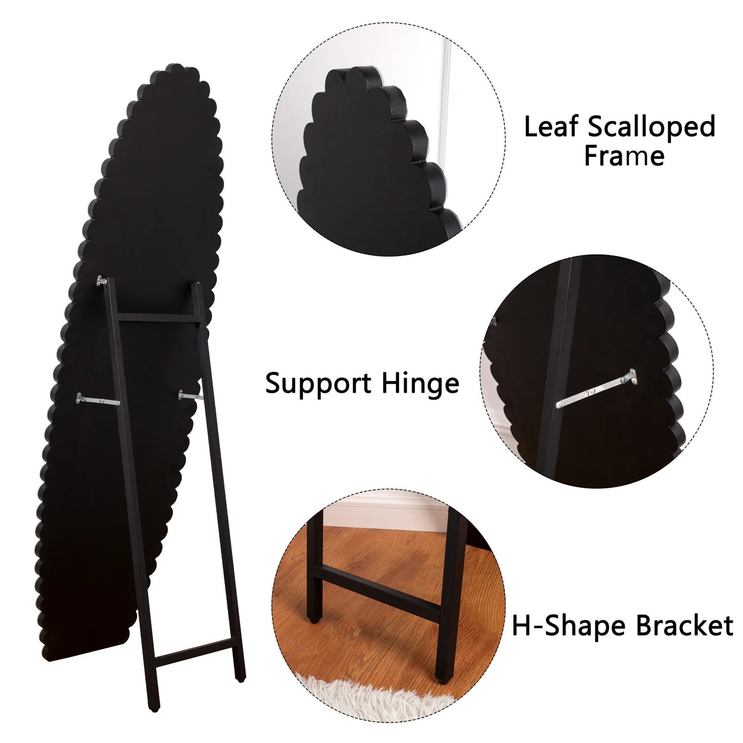 Crystal Full Length Mirror With Stand - Black / Silver