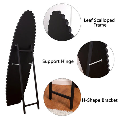 Crystal Full Length Mirror With Stand - Black / Silver