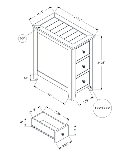 Accent End Table, Storage Drawer, Transitional - Espresso