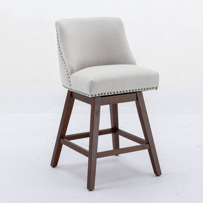 Counter Height Swivel Barstools, Upholstered Bar Stools (Set of 2) - Ivory