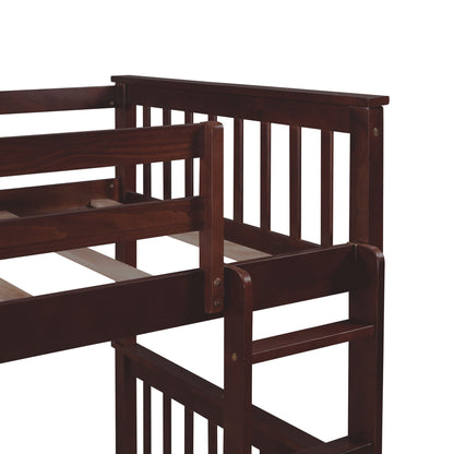 Twin Over Twin Bunk Bed With Ladders And 2 Storage Drawers - Espresso