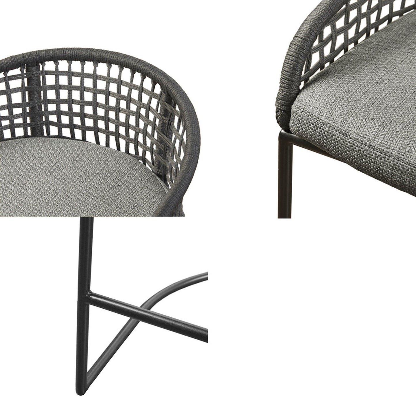 Coastal Design Woven Counter Stool - Dark Gray