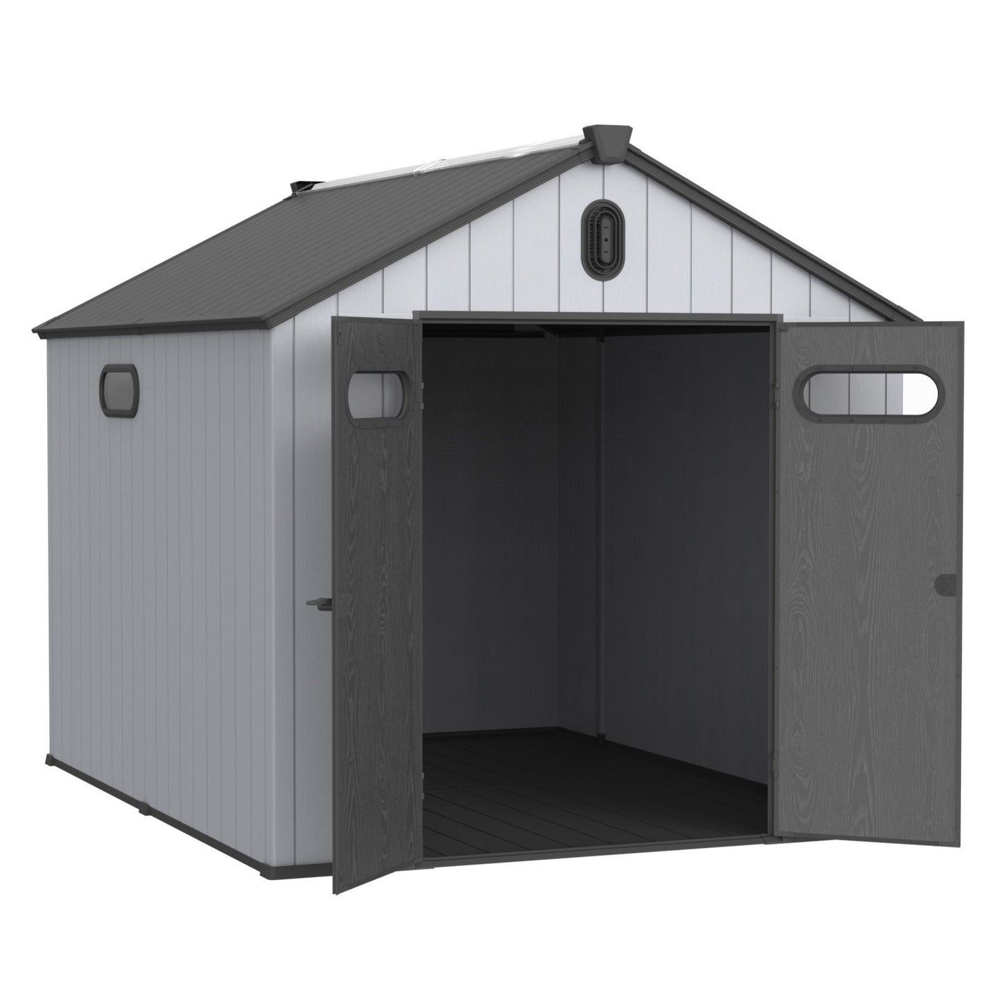 1 Resin Plastic Storage Shed For Backyard Garden With Spire Tool Storage - Black / Gray