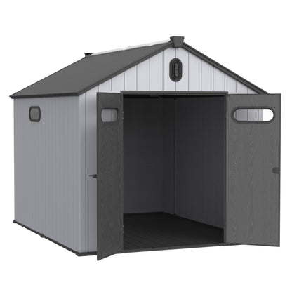 1 Resin Plastic Storage Shed For Backyard Garden With Spire Tool Storage - Black / Gray