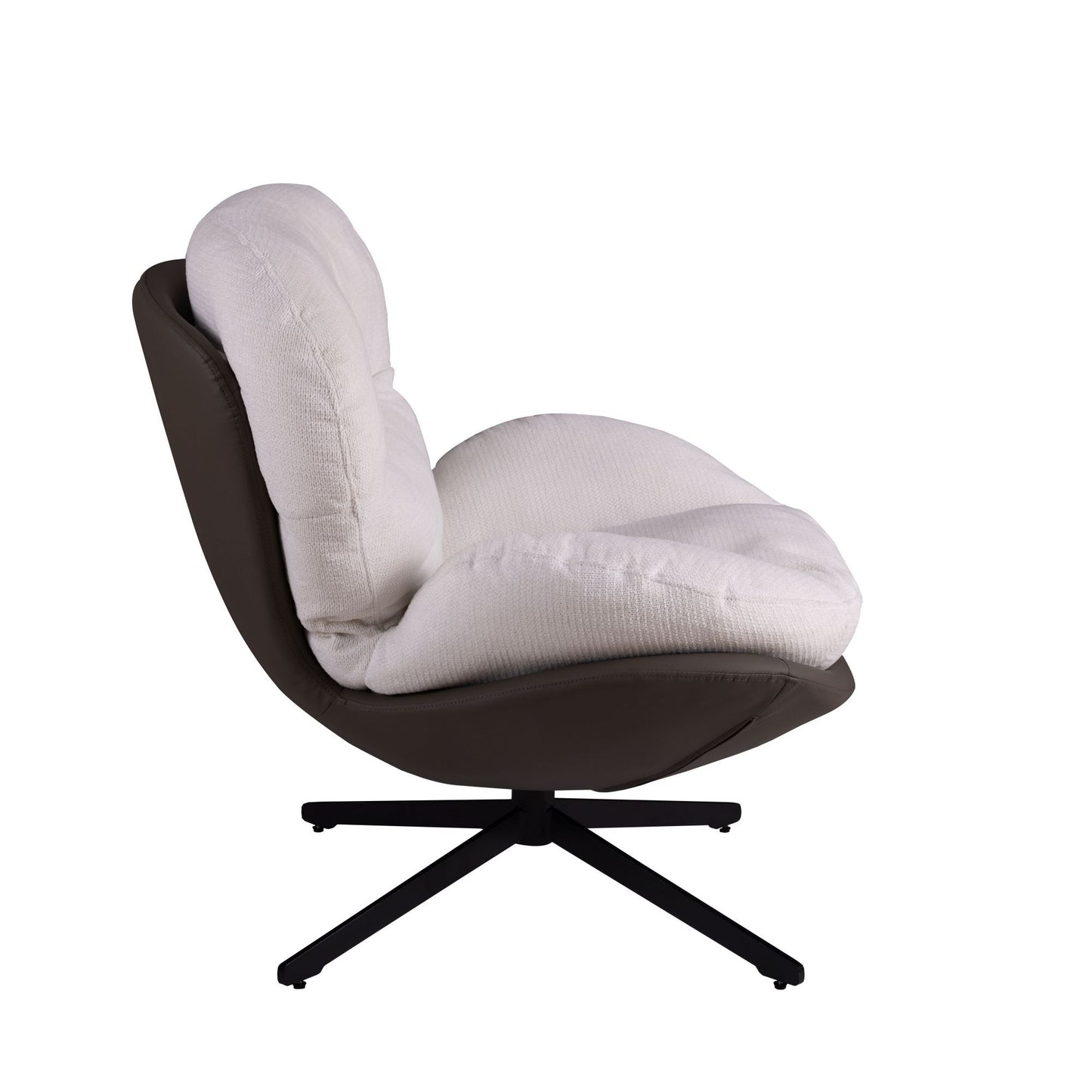 360ÔøΩÔøΩ Swivel Office Chair, Modern Chenille Chair With And Metal Base Frame, No Wheels, Accent Chair - White
