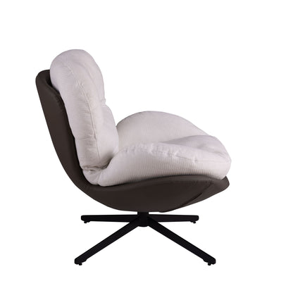 360ÔøΩÔøΩ Swivel Office Chair, Modern Chenille Chair With And Metal Base Frame, No Wheels, Accent Chair - White