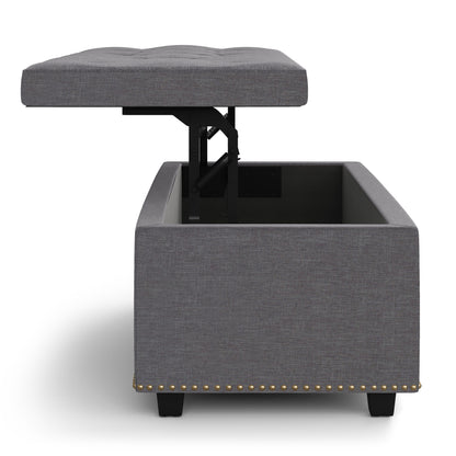 Hamilton - Lift Top Rectangular Storage Ottoman - Slate Gray
