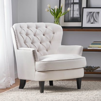 Modern Accent Chair Upholstered Foam Filled Living Room Chairs Comfy Reading Chair Mid Century Modern Chair, Armchair For Living Room Bedroom - Ivory