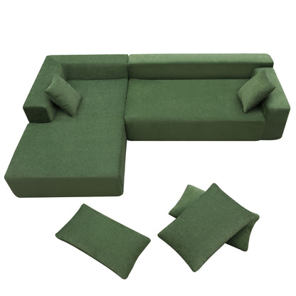 Modular Sectional Living Room Sofa Set, Modern Minimalist Style Couch, Upholstered Sleeper Sofa Salon, 2 Piece Free Combination, L-Shape - Green