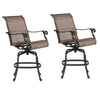 Outdoor Sling Counter Stool (Set of 2) With Aluminum Frame, All Weather - Dark Brown