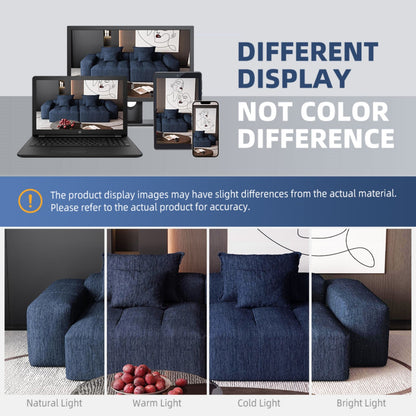 Modern Oversized Modular Sectional Sofa With 2 Chaise Lounge And 2 Armrest, Sparkling Chenille Fabric Soft Cushion Sofa With 4 Pillows, 4 Pieces Diy Combination Tufted Sofa, No Assembly Required - Blue