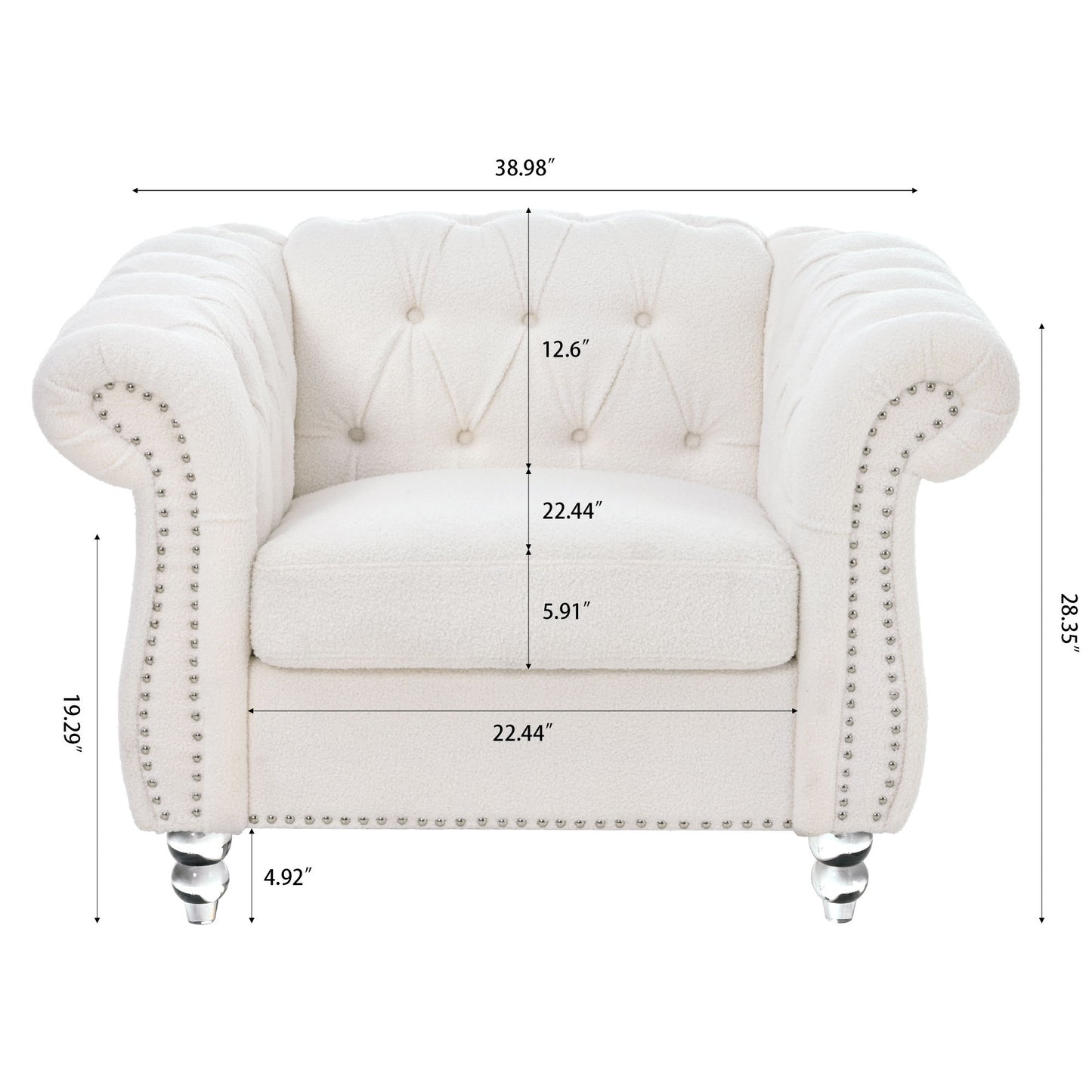 1 Seater Sofa For Living Room - White