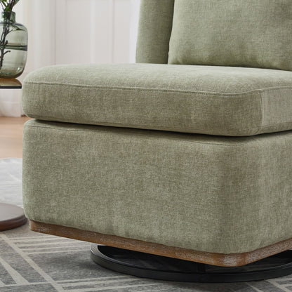 Modern Cushioned Armless Metal Base 360 Degree Swivel Chair With Pillow, Suitable For Living Room, Family Room, Bedroom, Lounge Area, Office Pale - Green