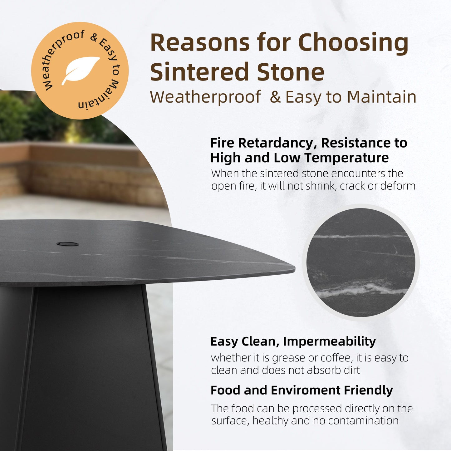 5 Piece Outdoor Pedestal Dining Set, Rounded Square Table With Flared Base And 4 Swivel Rockers - Ember Black