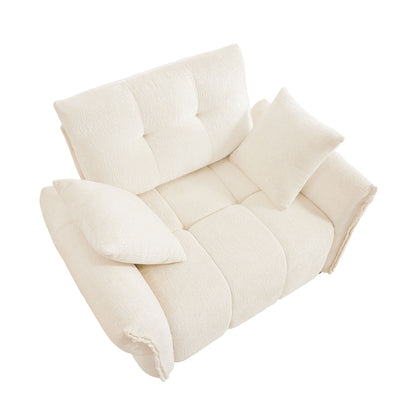 Ergonomic Single Seater Sofa With High Resilience Support Cushions And Throw Pillows, Modern Design - White