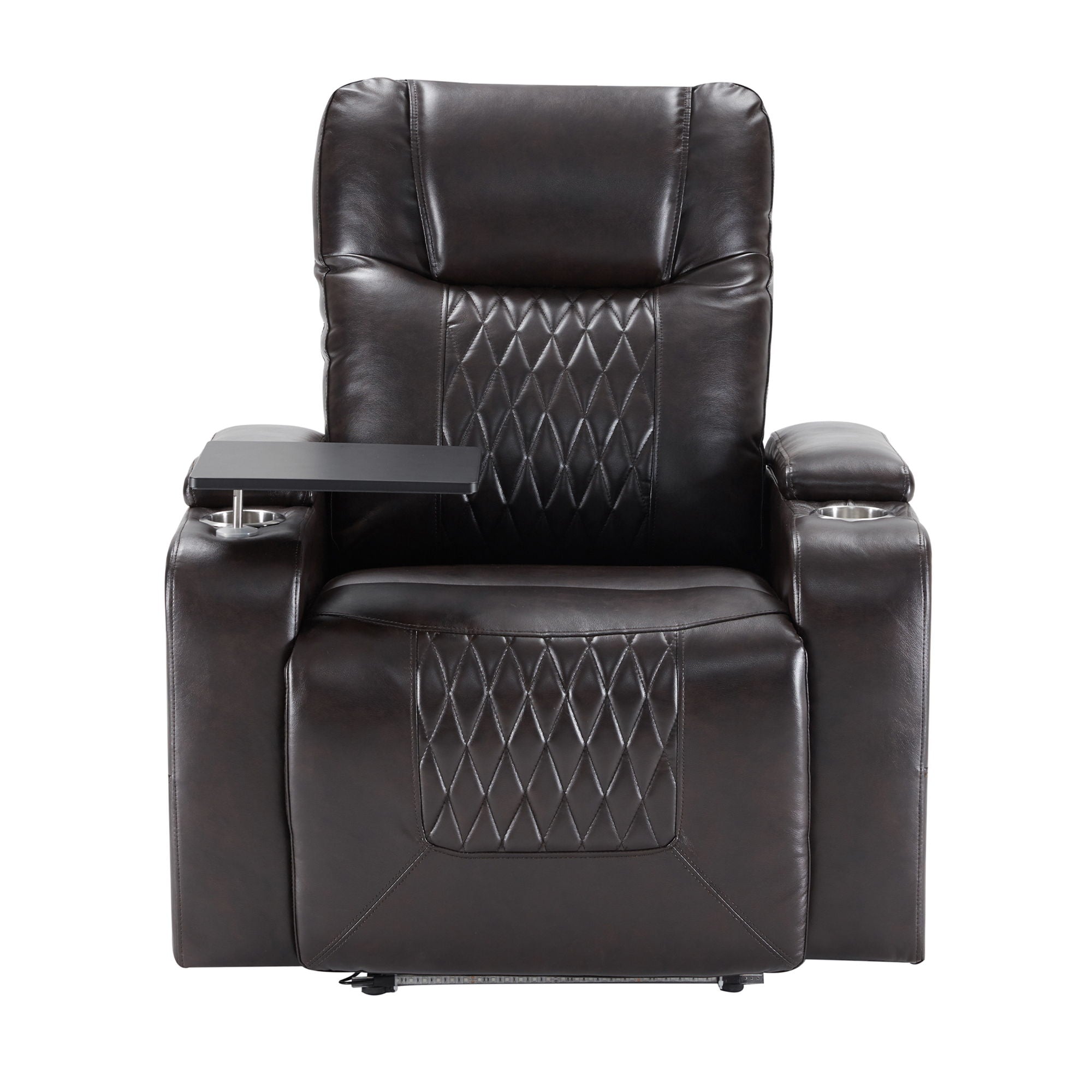 Power Motion Recliner With USB Charging Port And Hidden Arm Storage 2 Convenient Cup Holders Design And 360 Degree Swivel Tray Table - Black