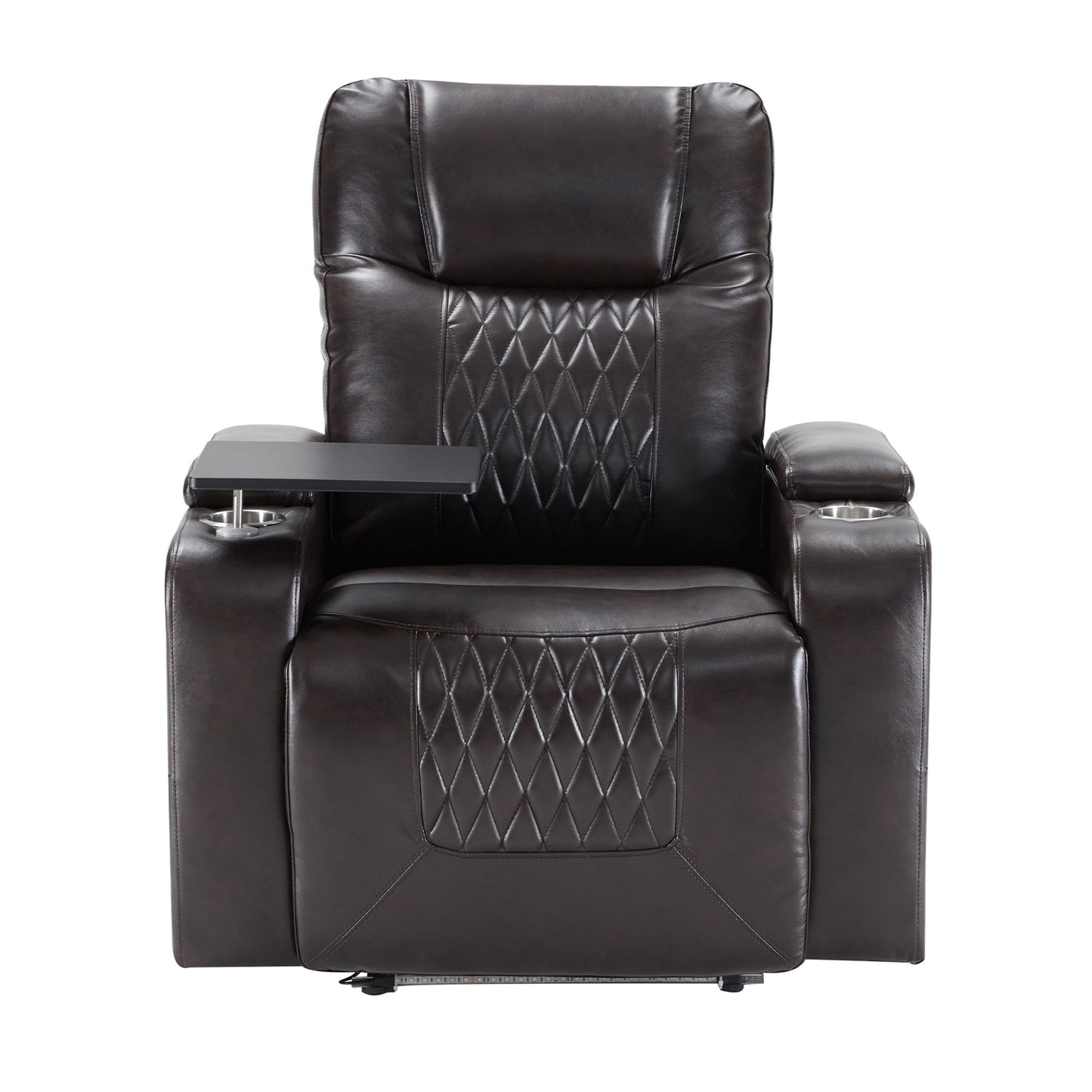 Power Motion Recliner With USB Charging Port And Hidden Arm Storage 2 Convenient Cup Holders Design And 360 Degree Swivel Tray Table - Black