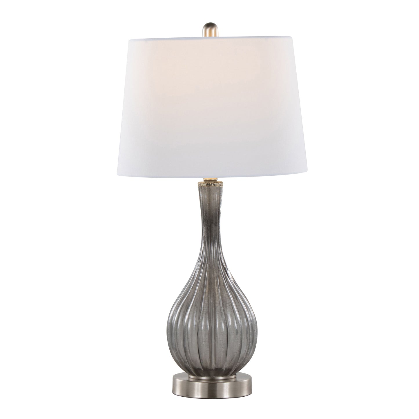 Jenny - Contemporary Table Lamp (Set of 2) - Clear Smokey Crackle / Nickel / White