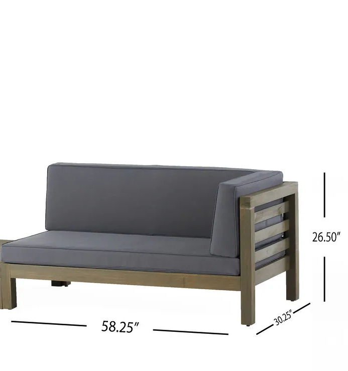 Oana - Right Corner Bench And Coffee Table - Dark Gray