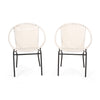 Outdoor Faux Rattan Wicker Chair With Iron Frame (Set of 2) - White / Black