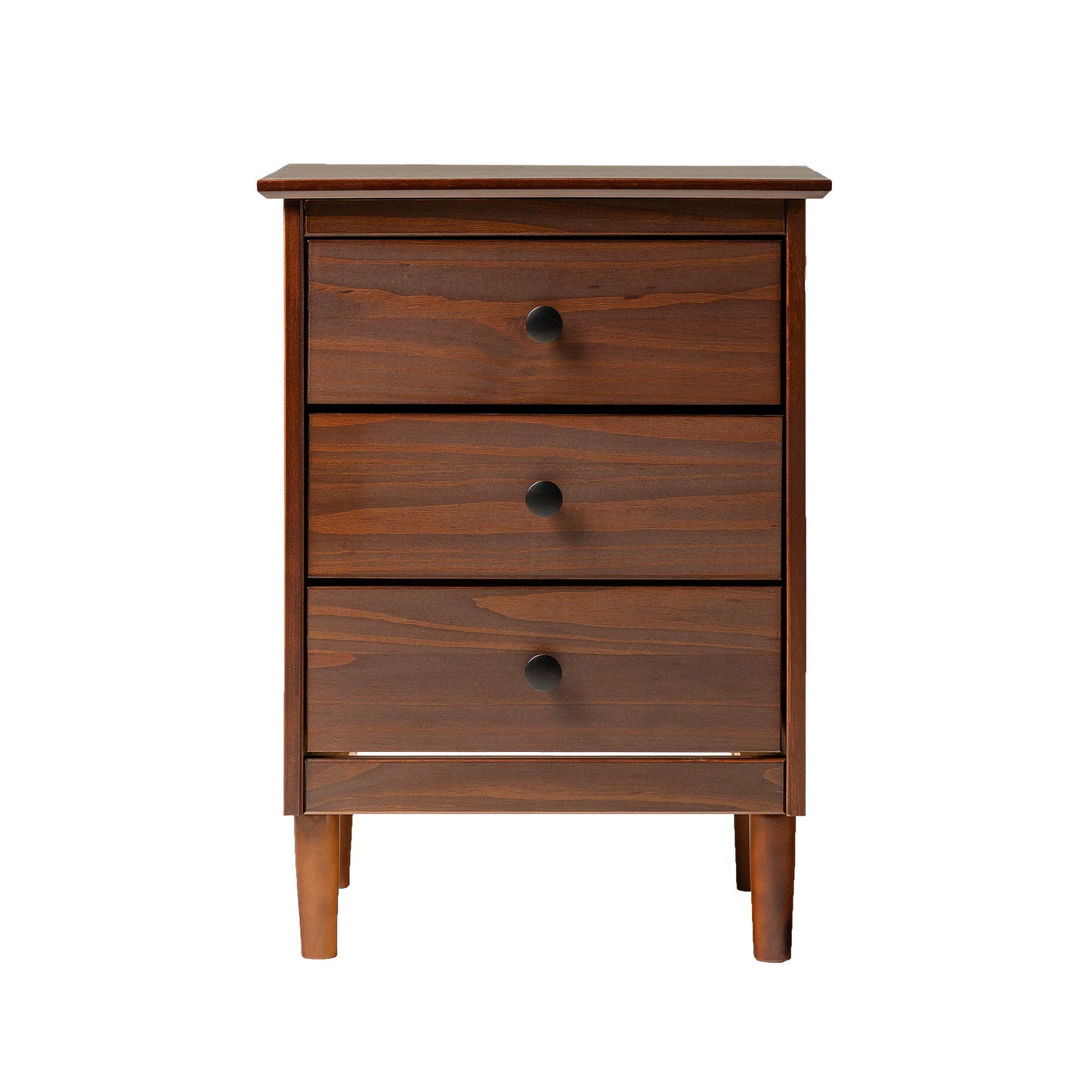 Classic 3 Drawer Solid Wood Nightstand - Walnut