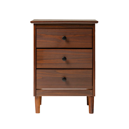 Classic 3 Drawer Solid Wood Nightstand - Walnut