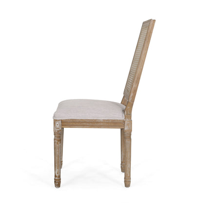 French Country Dining Chair (Set of 2) With Upholstered Seats - Light Gray