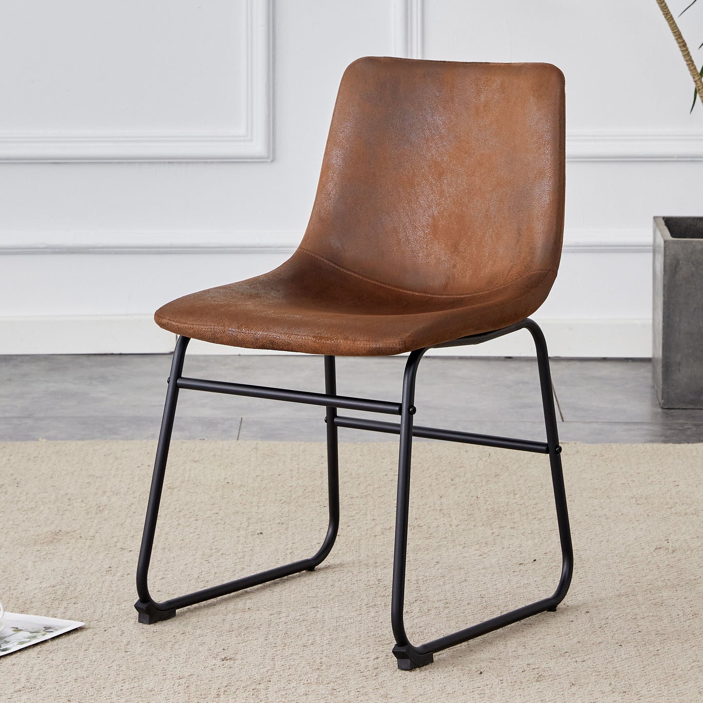 (Set of 4) Retro Chairs, Comfortable Bar Stools, Suitable For Industrial And Vintage Style Environments - Brown