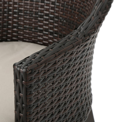 Hillhurst - Stylish Outdoor Chair Set With Cushions Rattan And Metal - Brown