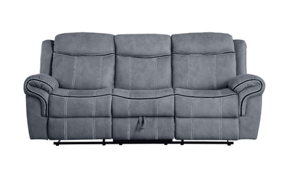 Zubaida - Two Tone Velvet 3 Piece Recliner Living Room Set - Gray