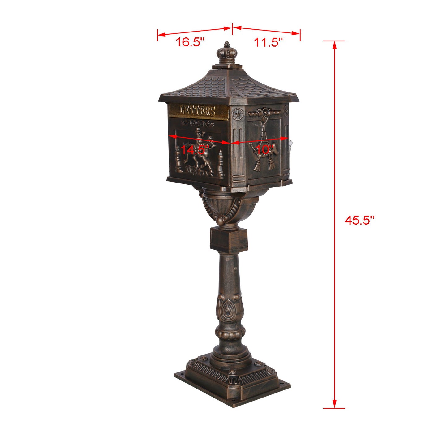 Cast Aluminum Mail Box, Postal Box, Mailbox - Bronze
