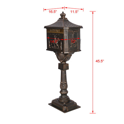 Cast Aluminum Mail Box, Postal Box, Mailbox - Bronze