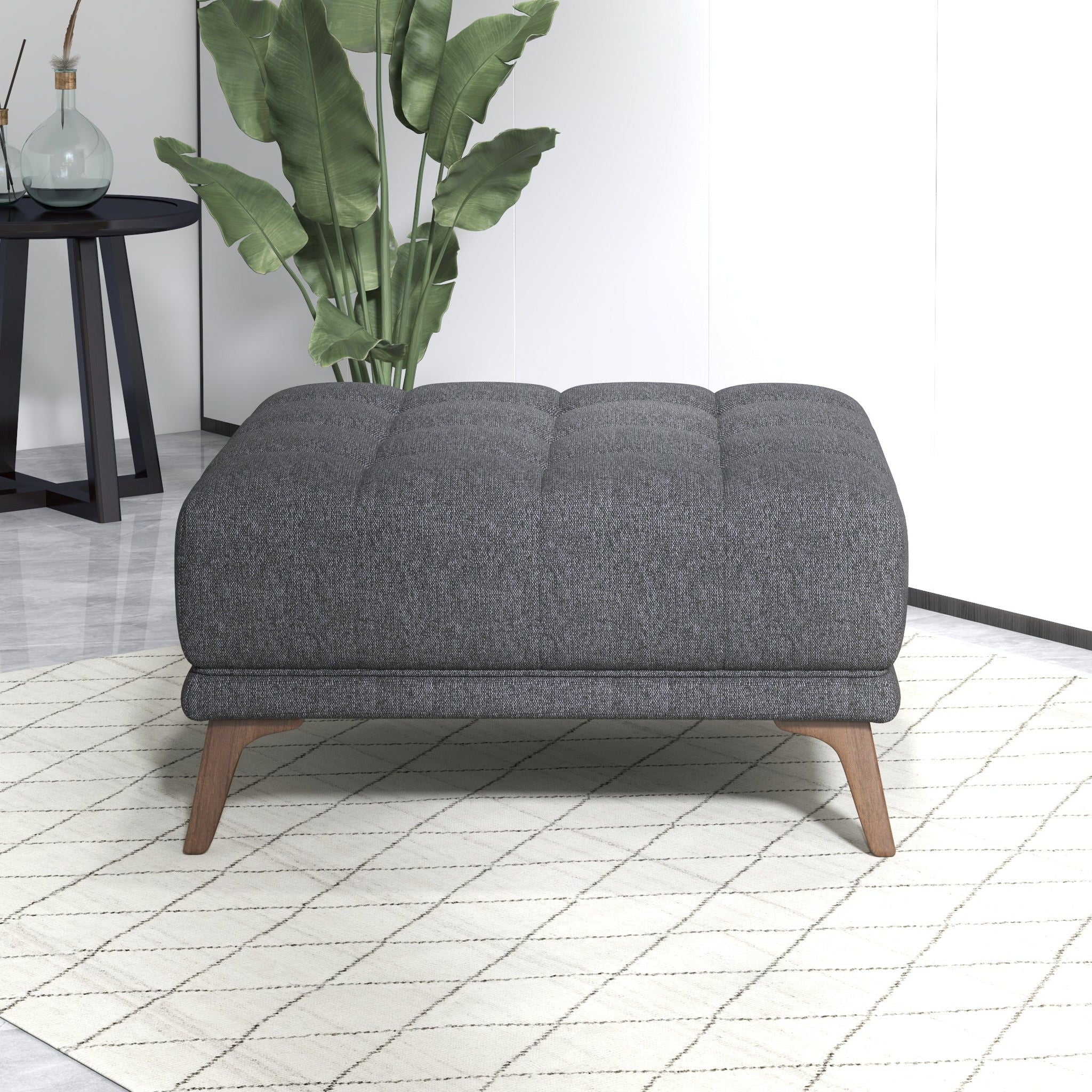 Addison - Square Upholstered Ottoman - Dark Gray