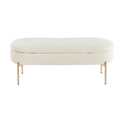 Chloe - Contemporary / Glam Storage Bench - Gold / Cream