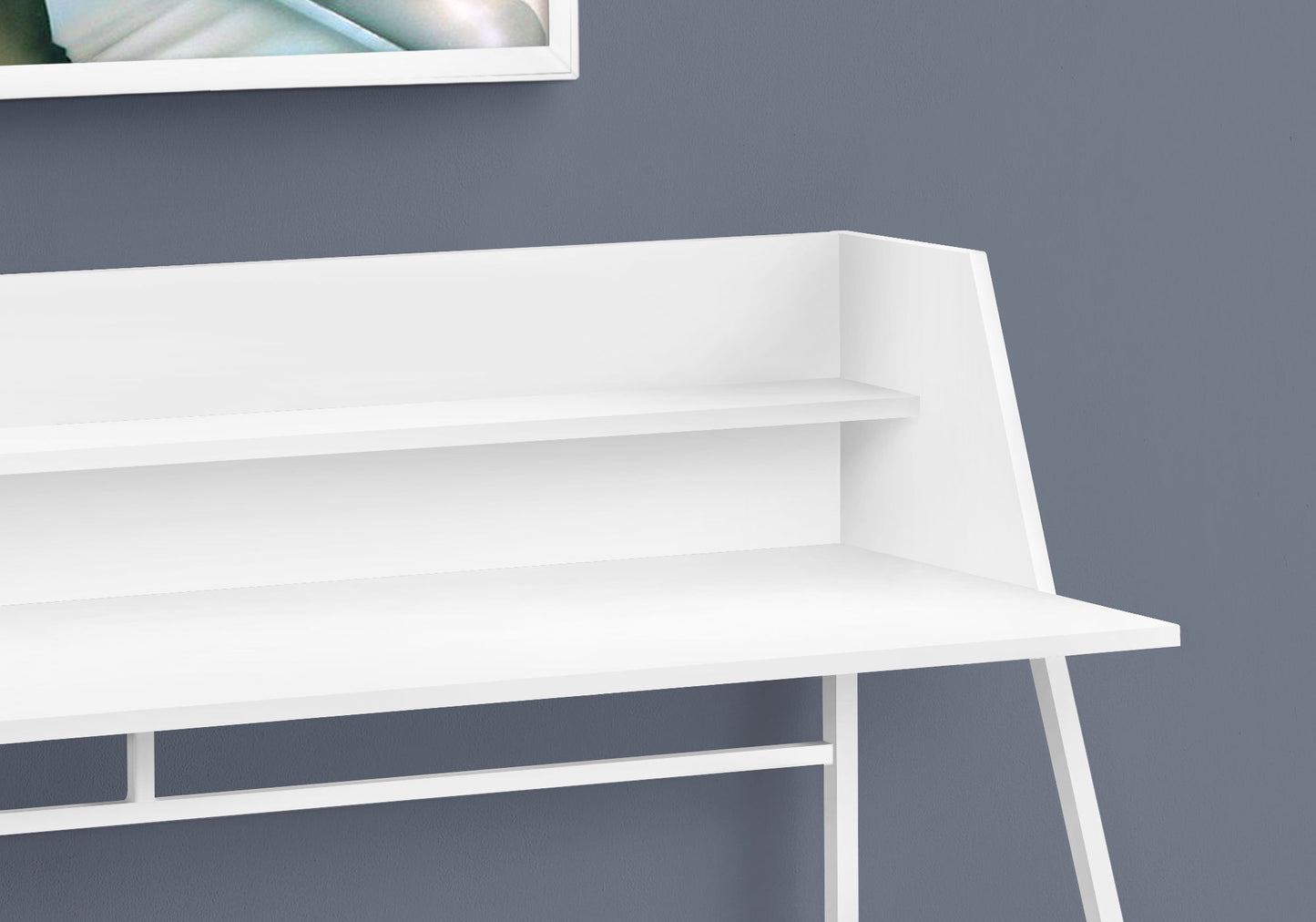 Computer Desk For Home Office, Laptop, Storage Shelves, Contemporary Convenient Design - White