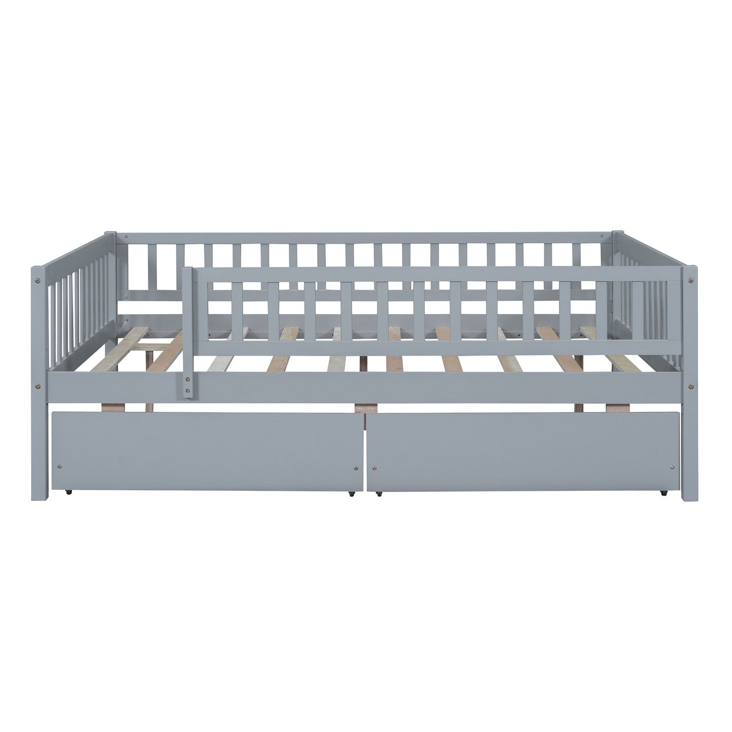 Full Size Daybed Bed With Two Drawers - Gray