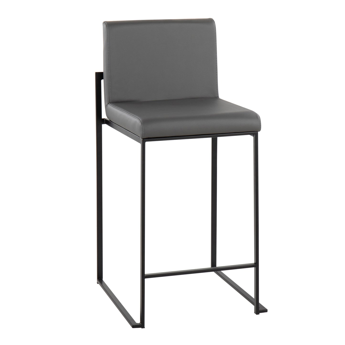 Fuji - Contemporary High Back Counter Stool (Set of 2) - Gray / Black