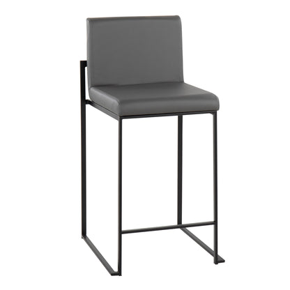 Fuji - Contemporary High Back Counter Stool (Set of 2) - Gray / Black
