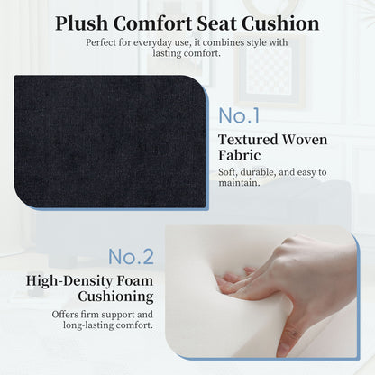 Textured Fabric Ottoman Bench With Hinged Lid - Dark Blue