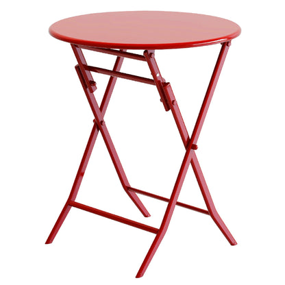 3 Piece Patio Bistro Set Of Foldable Round Table And Chairs - Red
