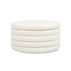 Fuji - Round Upholstered Storage Cocktail Ottoman - Ivory White